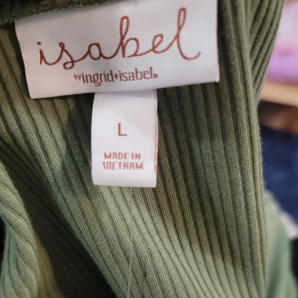 NEW Ingrid & Isabel Soft Green Ribbed Button-Up Long Sleeve Maternity  Dress (L) - Picture 4 of 6